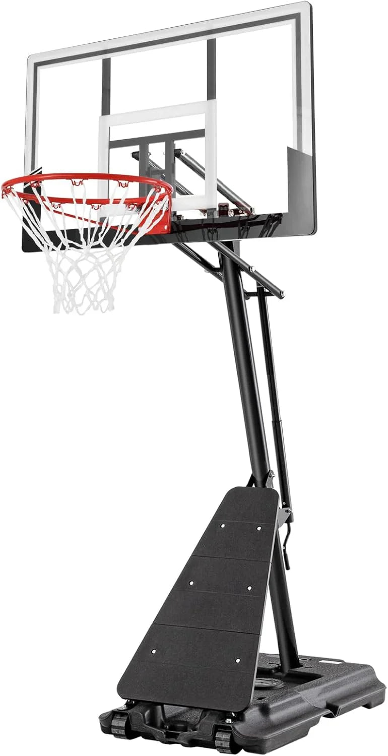 Basketball Hoop 48 Inch Backboard Portable Basketball Hoop Outdoor,5.3-10ft Stepless Regulation Crank Adjust Basketball Goal System A9