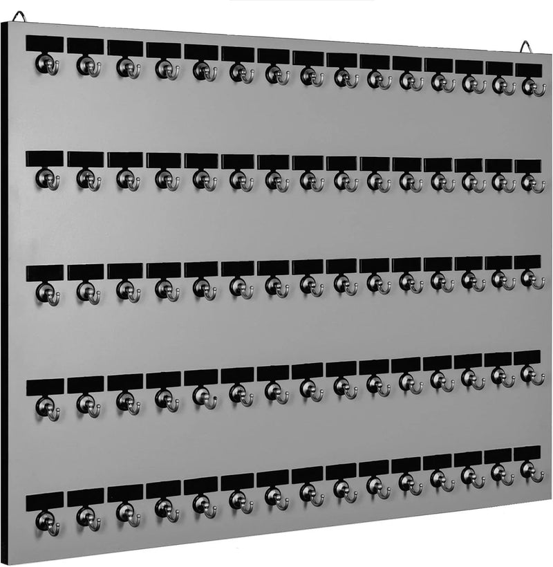 Metal key rack, equipped with 75 metal hooks fixed by bolts P0