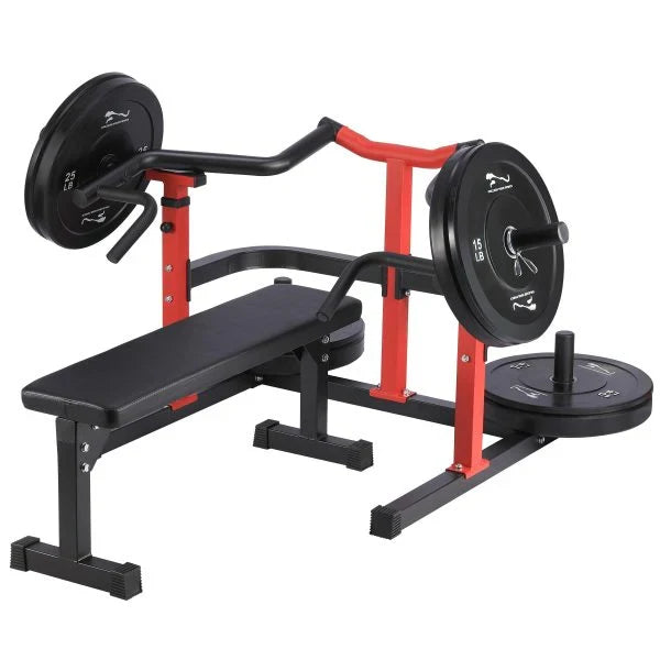 Chest Press Machine, 1050LBS Capacity, Independent Converging Arms, Weight Bench Press with Adjustable Flat Bench for Upper Body Workouts, Red Q3