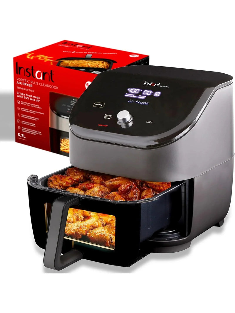 Instant Vortex Plus 6QT ClearCook Air Fryer, Clear Windows, Custom Program Options, 6-in-1 Functions, Crisps, Broils, Roasts, Dehydrates, Bakes, Reheats, from the Makers of Instant Pot, Black E9