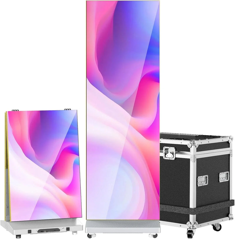 80" P1.86 Flexible Spliceable LED Poster Display – USB Plug-and-Play, Mobile & PC Remote Control, Digital Signage Advertising Screen (Silver, 1-Pack) K2