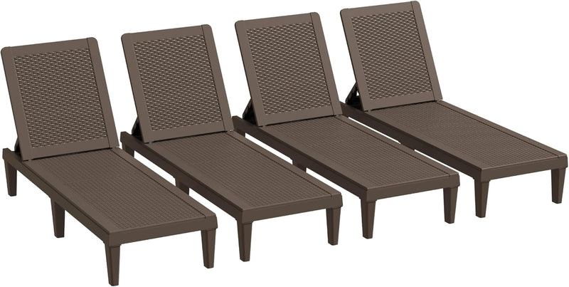 Outdoor Chaise Lounge Chair Set of 2 for Patio Poolside, Waterproof & Adjustable & Easy Assembly Sun Lounger for Outside Deck, Pool, Beach, Black O9