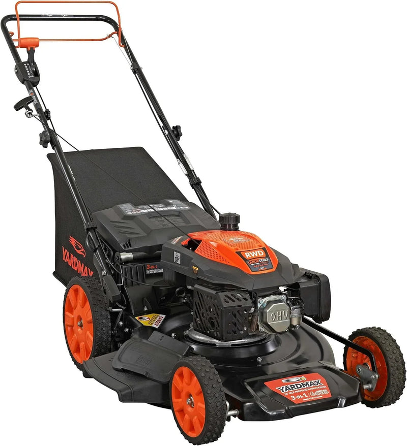 22 in. 201cc Select PACE 6 Speed CVT High Wheel RWD 3-in-1 Gas Walk Behind Self Propelled Lawn Mower, Black V8
