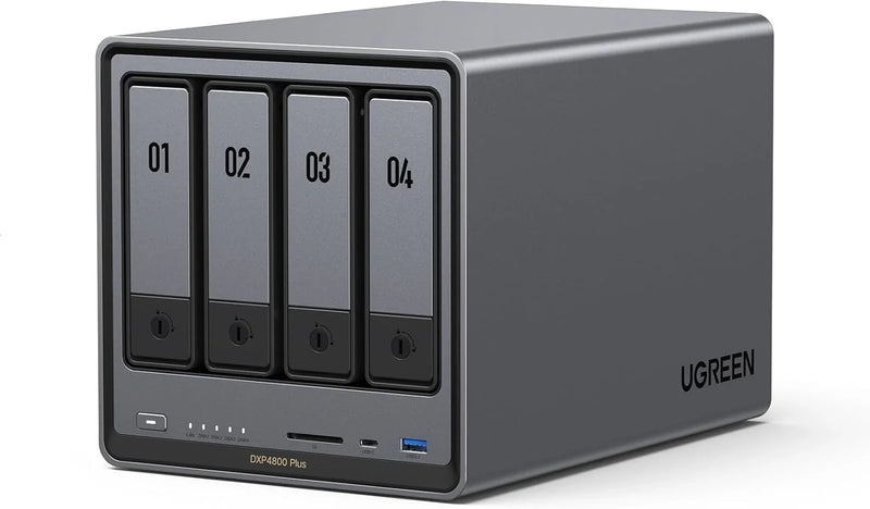 Four-slot desktop network storage device, equipped with Intel Pentium Gold 8505 octa-core processor, 8GB DDR5 memory, 128G solid-state drive, 1 10GbE network port, 1 2.5GbE network port, 2 M.2 NVMe slots, 4K HDMI interface, network storage device (wi S1