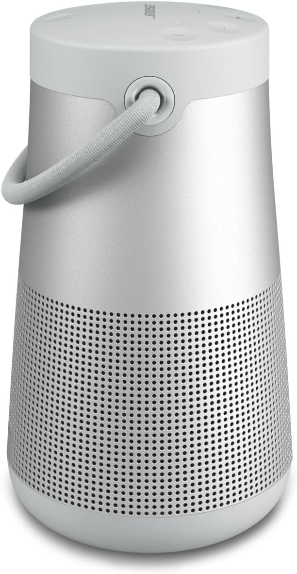 Bluetooth speaker, portable speaker with microphone, wireless and waterproof, 360-degree omnidirectional sound output, long-lasting battery and handle, silver appearance I6