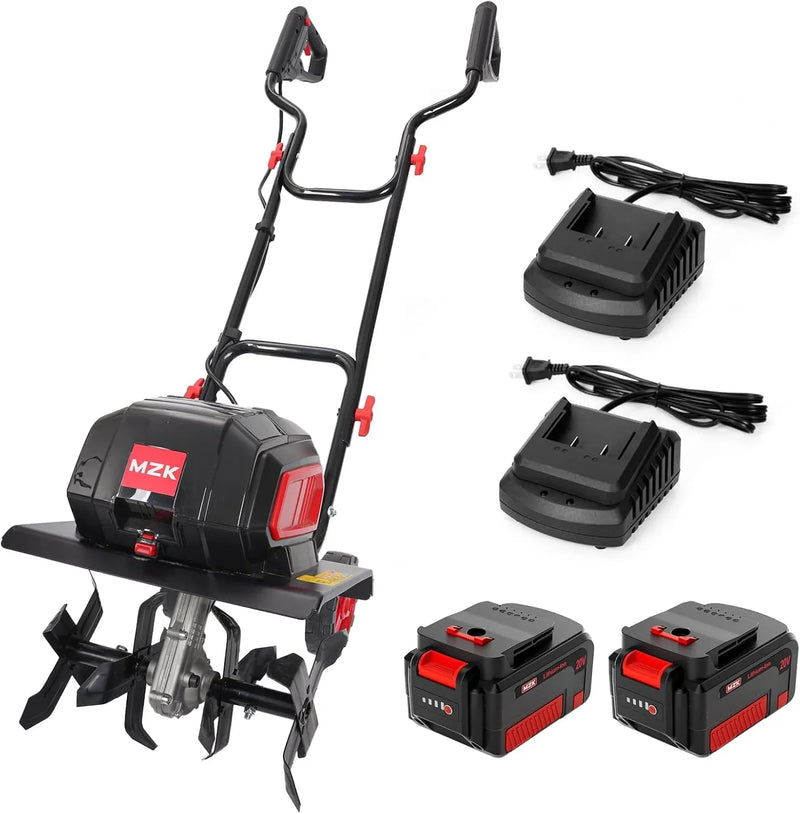 40V 12-inch Cordless Garden Tiller, Battery Powered Garden Cultivator, 2 * 4.0Ah Battery and Fast Charger Included Y4
