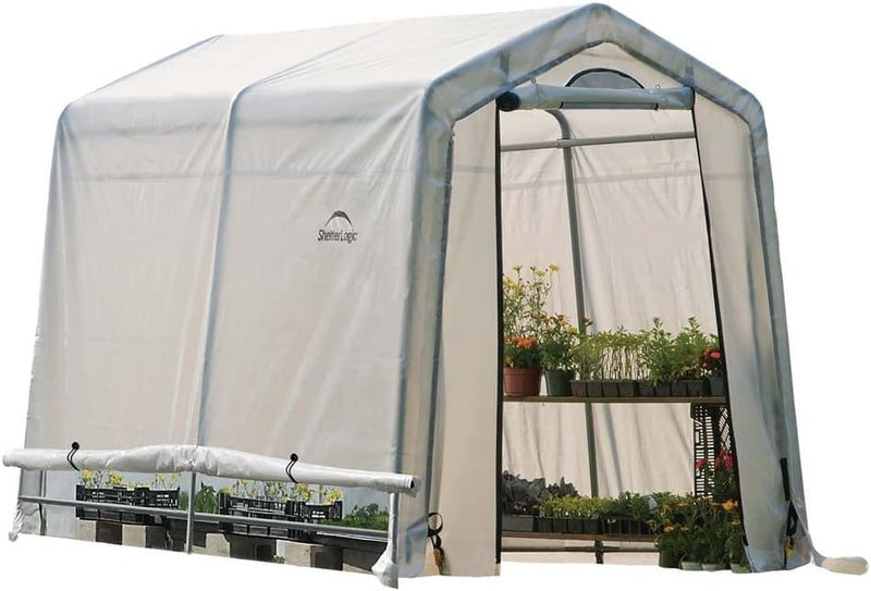0 feet x 10 feet "GrowIT" Green House - Built-in Simple Greenhouse. It features a sleek design, a high ceiling design, an outdoor planting room with easy access, and is equipped with a transparent waterproof cover. A4