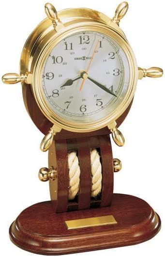 Type II Wall Clock 549-644 - Climate and Navigation Series Pure Brass Ship Rudder Decorative Model, with Redwood Base and Quartz Movement B0