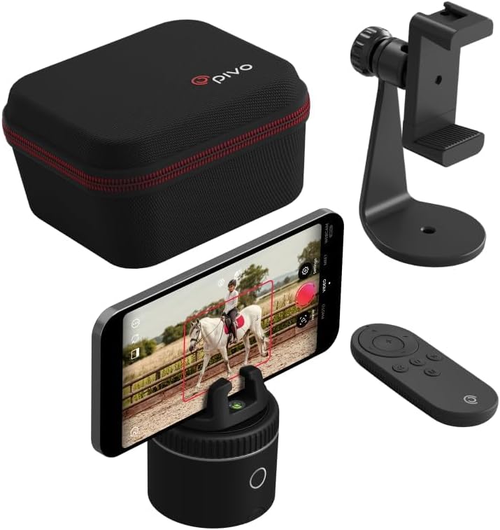 Equestrian silver base set, automatic facial recognition, body recognition, horse mobile tracker, AI-driven 360-degree rotation function, remote control video recording device without manual operation, suitcase and tripod L7