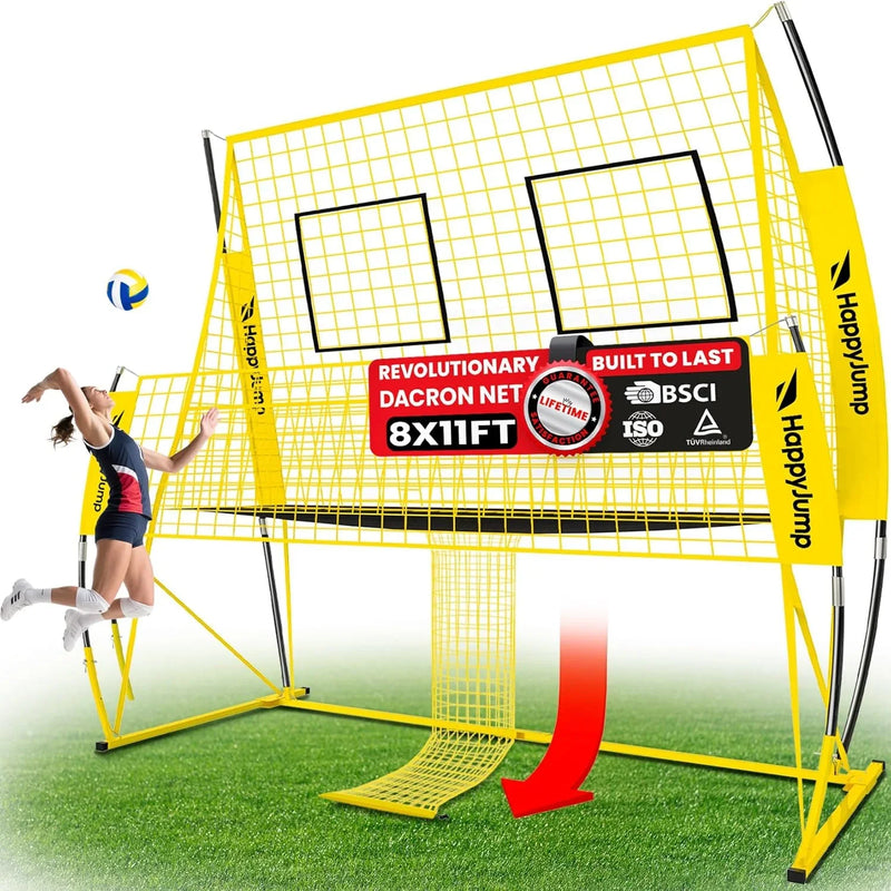 Adjustable volleyball training net equipment system (8x11 feet), suitable for adult outdoor or indoor volleyball practice, equipped with volleyball. G1