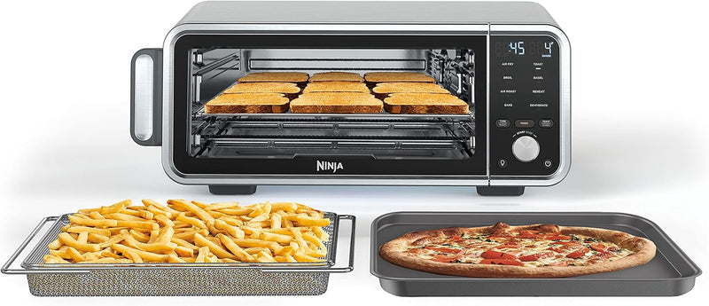 Toaster oven, air fryer, thermometer, toaster-air fryer combo, stainless steel material, quick cooking, french fries, frozen food, air frying, dehydrating, heating, 13 functions, less oil usage, flip-type oven L9