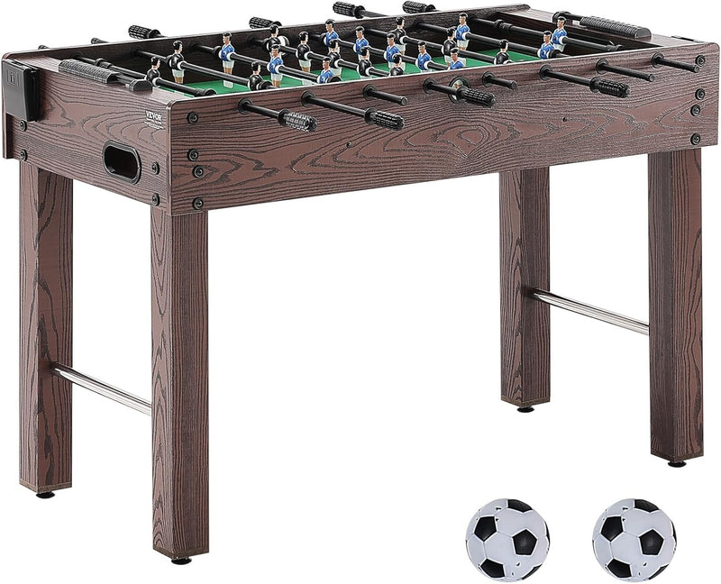 Foldable flyball table, standard size (42/48/55 inches), brown, made of plastic, metal and wood, suitable for two people to play flyball games, suitable for game room. L8