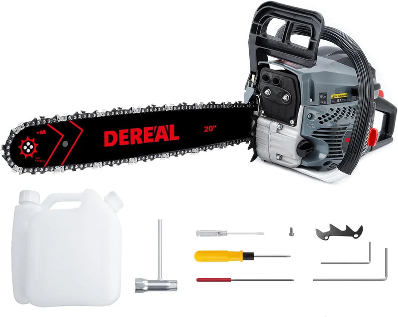 20 Inch 62CC Gas Powered Chainsaw 3.4HP 2 Stroke Engine Gas Power Chain Saw for Cutting Wood Outdoor Garden Farm Home I7