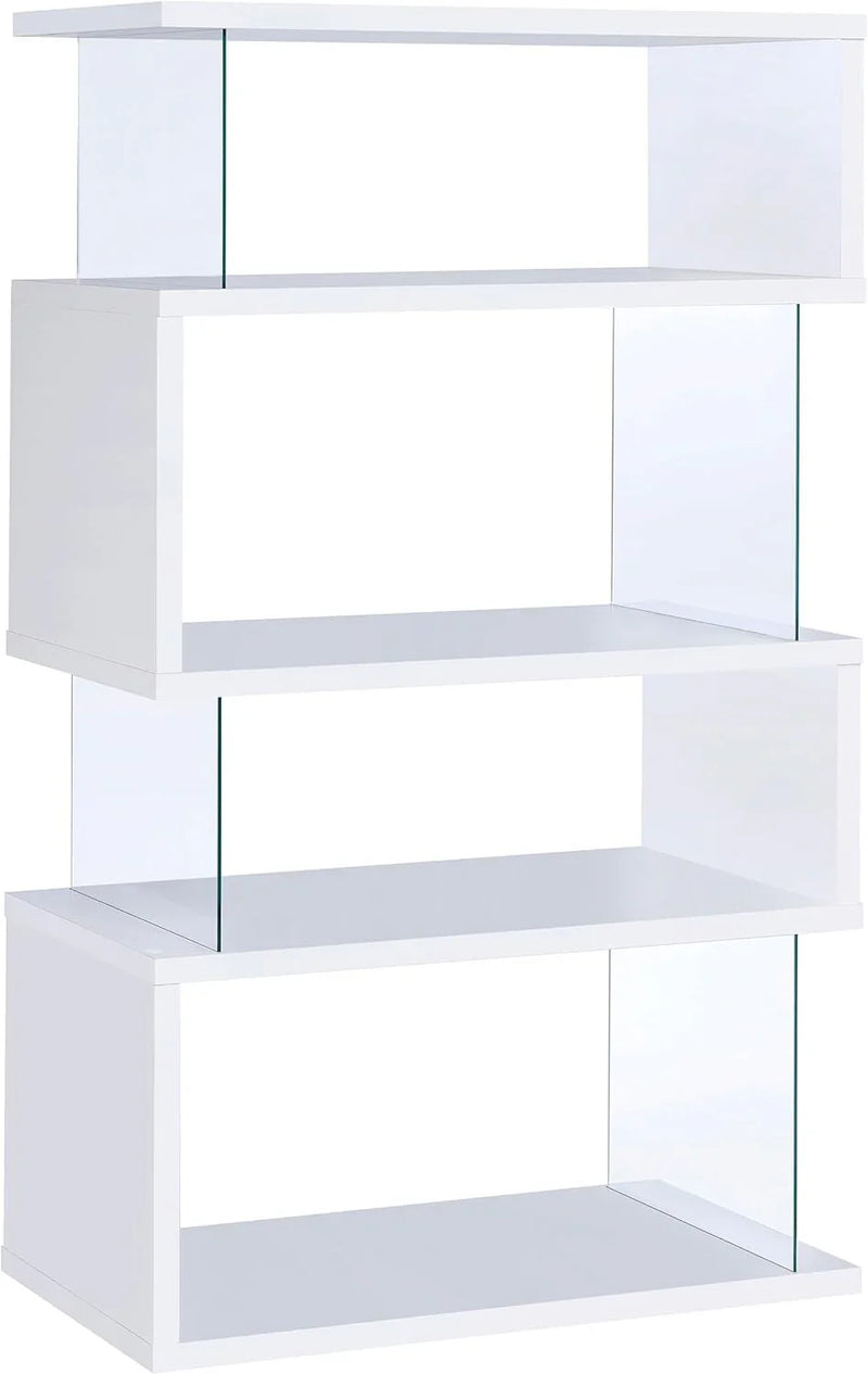 Home products company Amelier 63-inch 4-layer glass panel bookshelf in brown pine color Y7