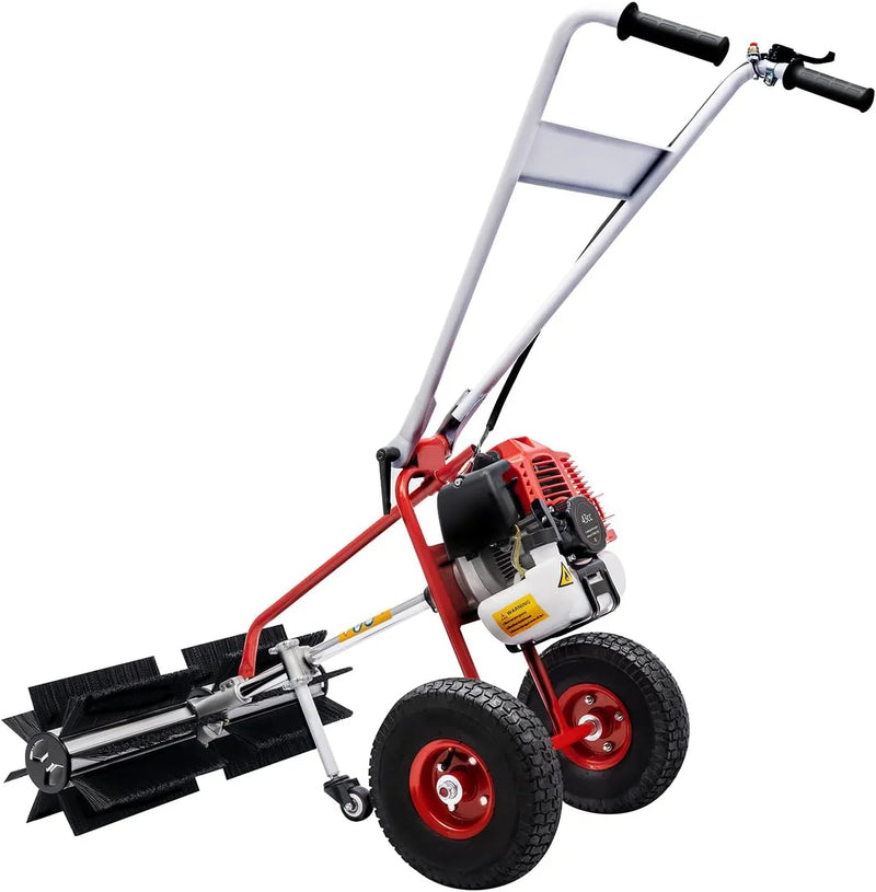 43cc 1.7HP Gas Powered Broom, 2 Stroke Power Sweeper Handheld Gasoline Power Broom Sweeping Machine for Garden Lawn Yard Sidewalk Driveway Turf Grass Cleaning, 600mm Nylon Brush Sweeping broom E1