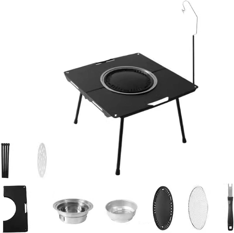 Outdoor Grill Table Foldable, Easy to Carry Can Hang Items Multi-Purpose, Aluminum Alloy, Portable Camping Table Foldable, for Picnic, BBQ, Making Tea G8