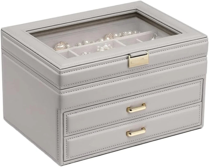 Jewelry Box Jewelry Case PU Leather Jewelry Box Jewelry Storage Box Earring Ear Stud Ring Necklace Organizer Case Jewelry Organizer X8