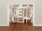 Rubbermaid Configurations Custom Closet Kit 4-8 Ft. Adjustable Metal Wire Shelving White Finish Expandable Organization System Hardware Included for Home Closet/Pantry/Laundry/Mudroom