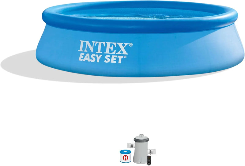 28167EH Easy Set Inflatable Swimming Pool Set: 15ft x 48in – Includes 1000 GPH Cartridge Filter Pump – Removable Ladder – Pool Cover – Ground Cloth Y8