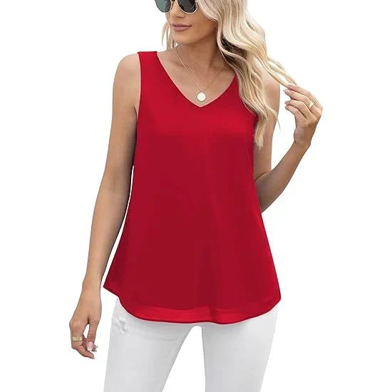 Women's Summer Sleeveless Chiffon Casual Tops G8
