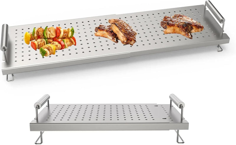 Adjustable baking pan heating/cooling rack, suitable for Blackstone baking pan accessories, with dimensions of 17 inches, 22 inches, 28 inches, 36 inches. Universal stainless steel heating tray/heating rack shelf/heater L9