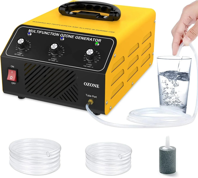Ozone Generator 40,000 mg/hour, Dual Mode, Professional O3 Odor Eliminator, Equipped with a booster pump, 20,000 mg, 20,000 mg and 500 mg three timing functions, applicable area 7000 square feet, highly suitable for home and car use. M2