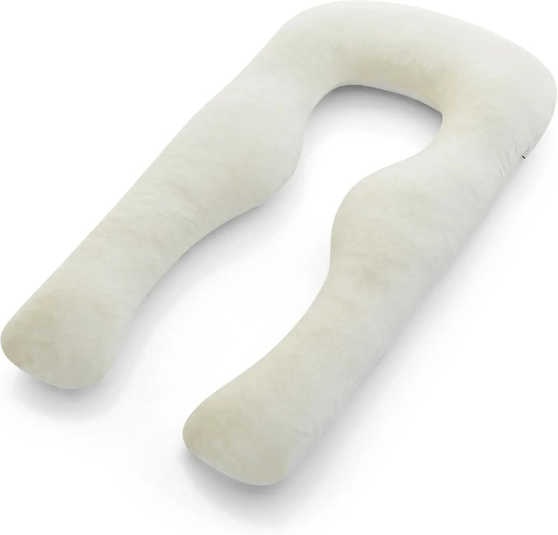 Body Pillow | Elegant U-shaped Pregnancy Pillow - Organic Bamboo Fiber Cotton - Crushed Cooling Gel Filling - Ergonomic Design - Dual-Sided Use - Washable Z4