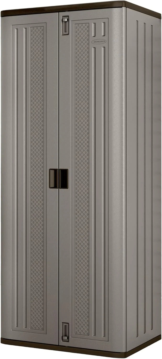 72-Inch Platinum Resin Storage Cabinet with Durable Double-Wall Construction, and Metal-Reinforced Shelves for Basement, Utility Room and Garage Storage, Platinum, Made in the USA D3