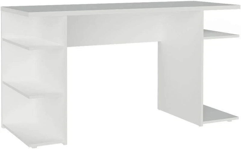 Madesa Large Modern Gaming Computer Desk 53 Inch with 5 Shelves Cable Management Student Study Wooden Table Home Office Gamer Desk for Kids and Adults - White J7