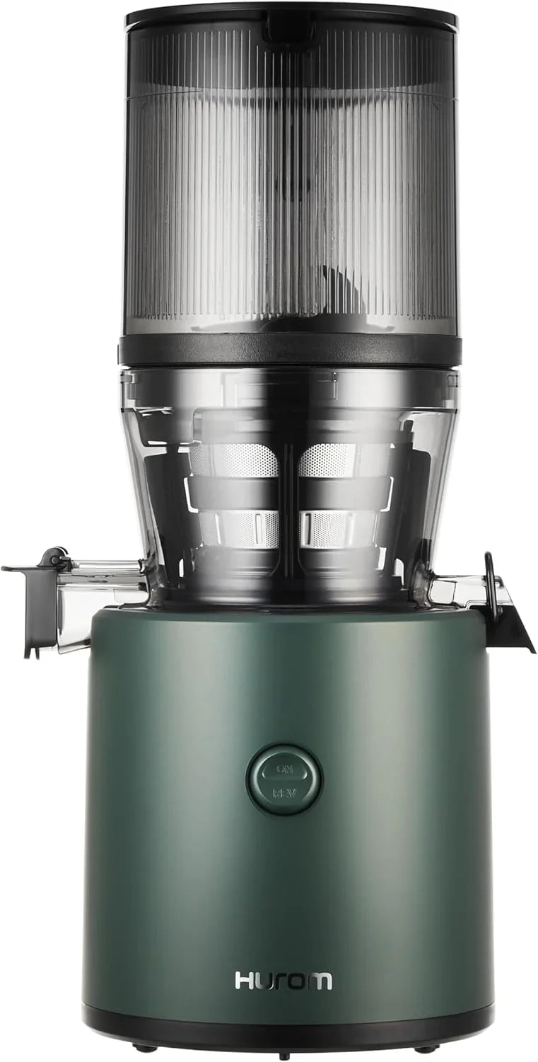 Cold press juicer, easy-to-clean chewing-style slow juicer, coarse filter screen, automatic feeding, no need for operator intervention, household size, quiet motor, easy assembly (kale/deep green) Q3