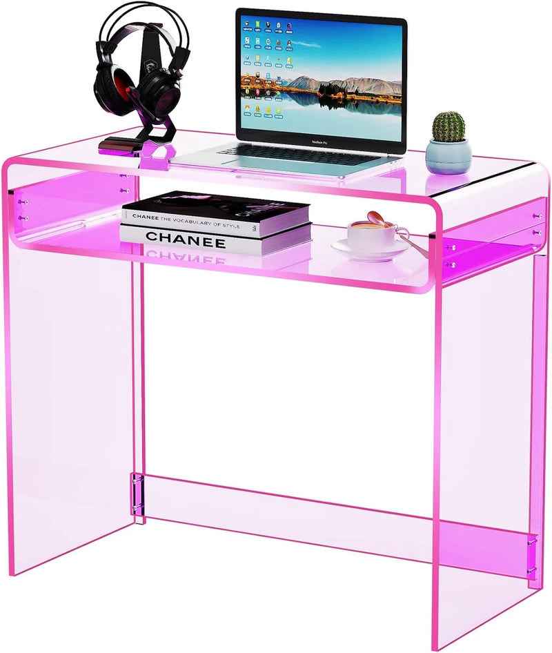 Acrylic Desk Laptop Workstation Study Table Home Office Console Table Entrance Tables Decor (Green) D6