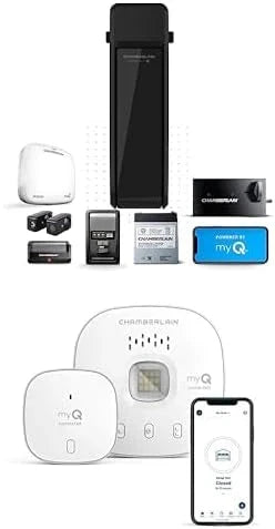 Silent and quiet wall-mounted garage door opener with battery backup and LED lighting, weighing 36 pounds, in black color. C3