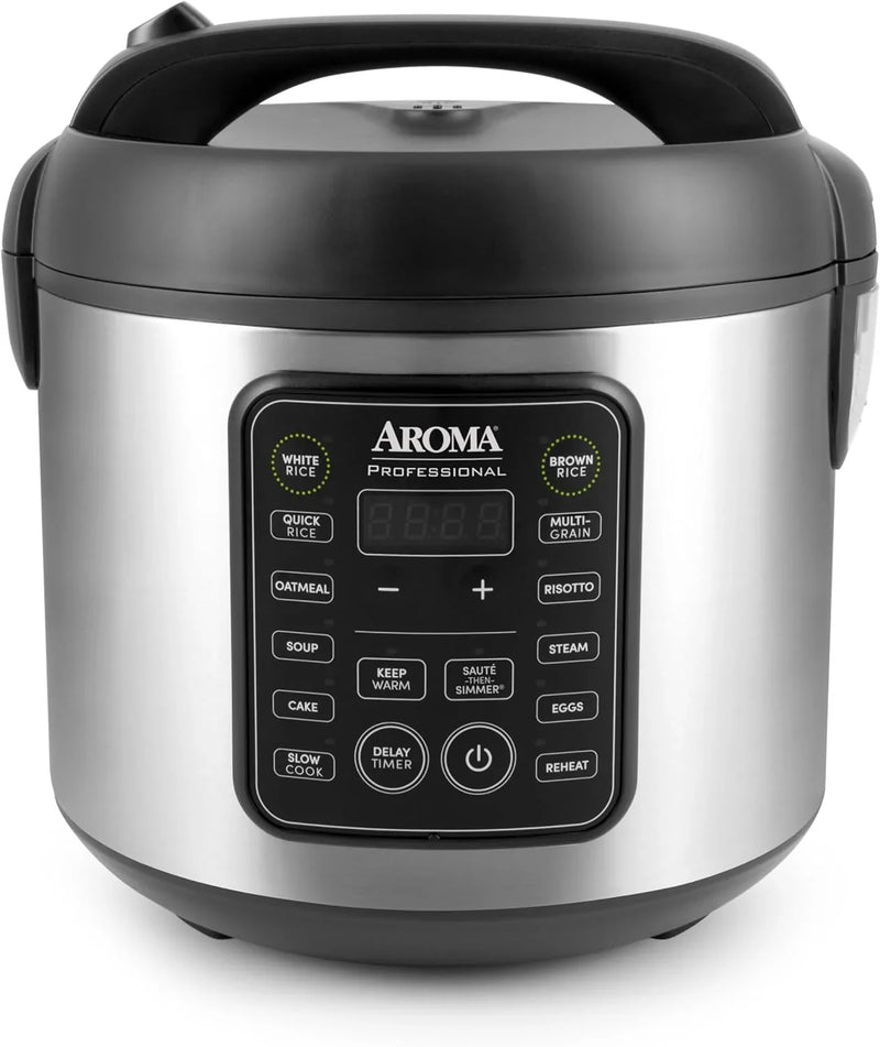 Digital rice cooker, 4 cup capacity (uncooked state) / 8 cup capacity (cooked state), steamer, multi-functional cooking pot, slow cooker, oatmeal pot, automatic insulation function, 2 gallons, stainless steel shell N0