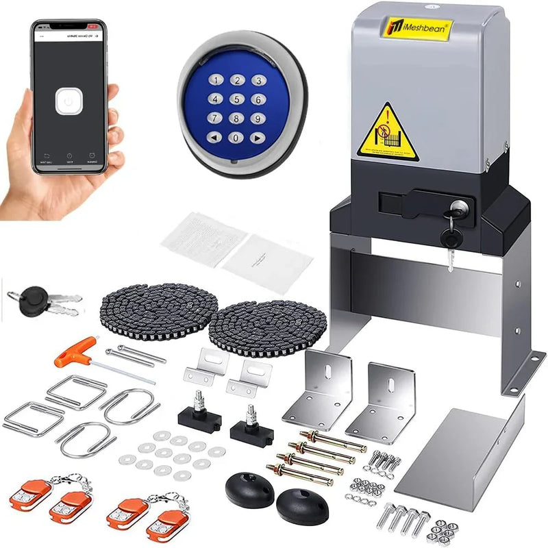 Automatic sliding door opener (controlled via APP), equipped with 4 remote controllers, 750-watt electric sliding door opener motor remote control kit, with wireless keyboard, suitable for sliding door openers up to 40 feet in length. C1