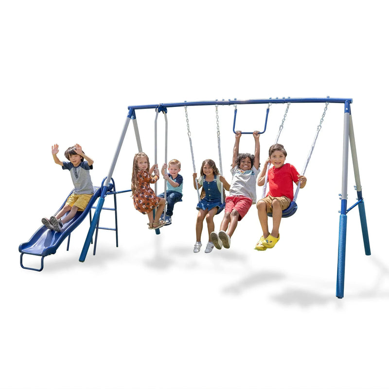 Swing Set, Outdoor Playset for Kids with Slide Y4