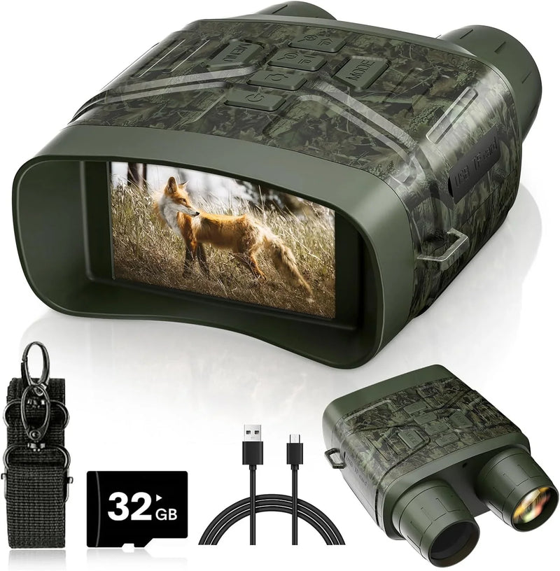 Night Vision Goggles - 4K Night Vision Binoculars with 5000mAh Rechargeable Battery, 32GB TF Card can Save Photo and Video, 3'' HD Screen for Camping & Security, Black Q6