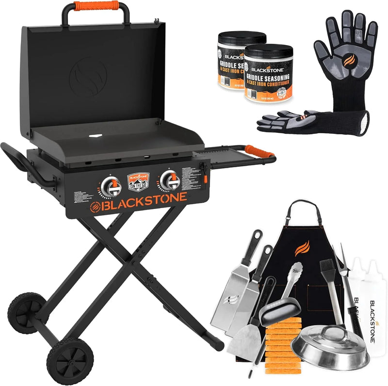 Blackstone 22 Inch Griddle - Portable Blackstone Omnivore Grill with Flexfold Legs, Includes Accessories, Seasoning, and Griddle Gloves Z9