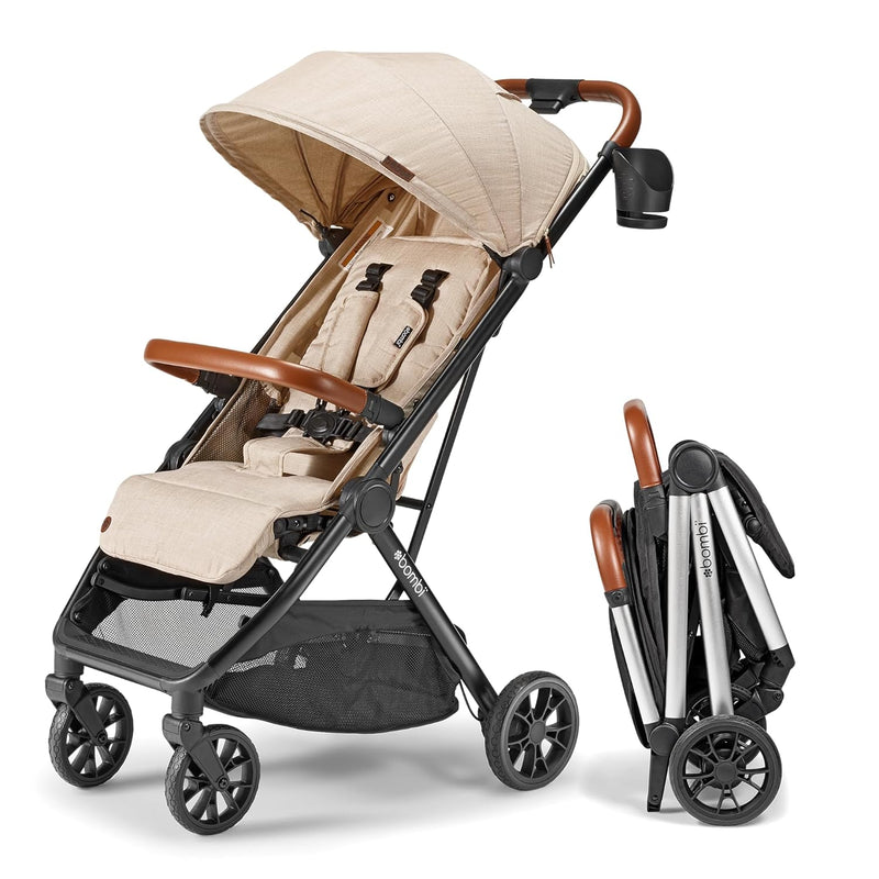 V2 Compact Baby Stroller - Premium vegetarian leather material, one-handed folding, infinitely adjustable tilt angle, aerospace-grade aluminum frame, oversized sunshade, spacious storage space, folding umbrella-style baby stroller - Desert Berry Colo C4