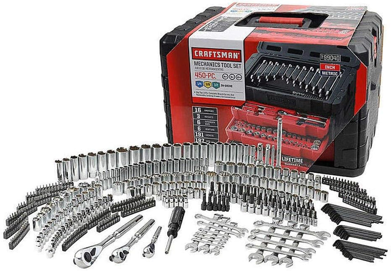 450-Piece Mechanics Tool Set, Ratchet Socket Hand Wrench Toolset K7