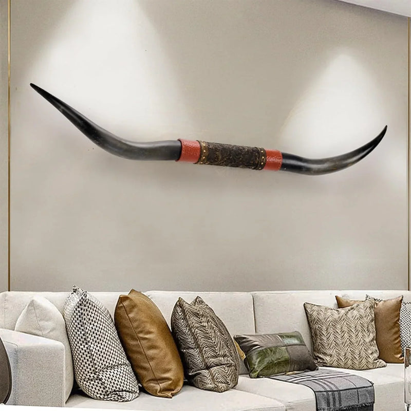70" Long Horn Bull Horns, Longhorn Skull Wall Decor, Faux Taxidermy, Rustic Animal Head Wall Art, Living Room Decor W8