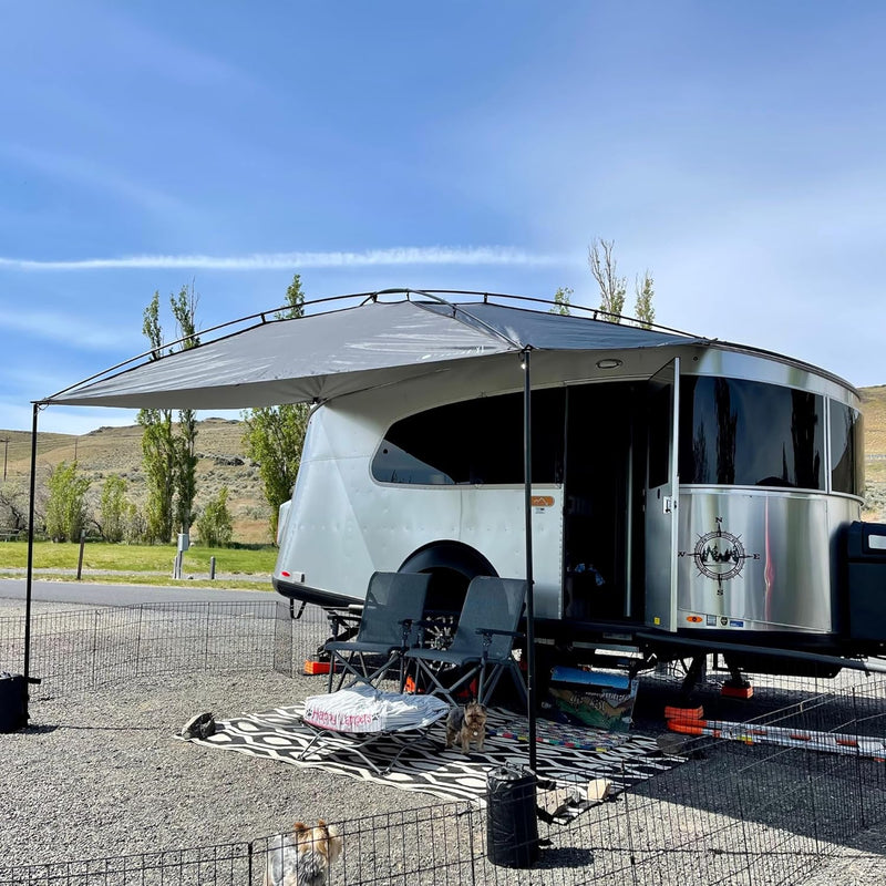 Sunshade portable roof tent, with dimensions of 9 feet by 7 feet, has a large shading area, is lightweight and durable, and is suitable for vehicles such as trucks, SUVs, vans, and camper vans (dark blue) V6