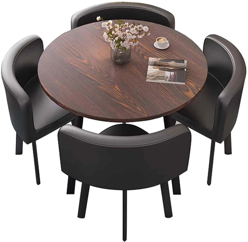 A 4-person conference table and chair set, office reception room club table and chair combination, suitable for living room / central area / farmhouse / home office, medieval style table and chair set Y7