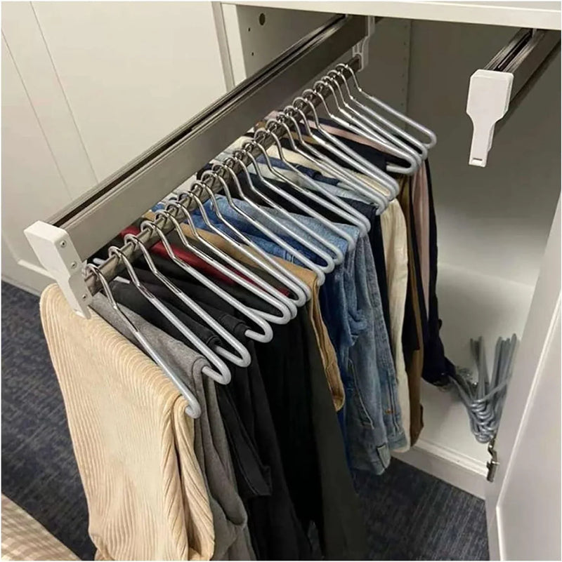 Floor-Standing Solid Wood Rotating Coat Rack，Adjustable Steel Clothes Rail - Extendable 30-80cm Garment Organizer for Closet Storage, Heavy-Duty 25kg Load Capacity, Space-Saving Hanger Rack A4