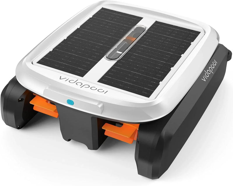 Solar Powered Automatic Robotic Pool Skimmer Cleaner,Solar Pool Surface Cleaner Dual Mode with Obstacle Avoidance Daytime ＆ Overnight Continuous Cleaning Ideal for All Swimming Pool-White K8