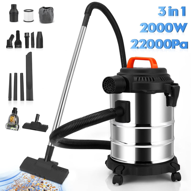 RELOIVE Wet Dry Vacuum,4.5 Gallon 2000W 6.5 Peak HP,3-in-1 Stainless Steel Shop Vacuum Wet and Dry,with Filter and Attachments for House Garage... Y8