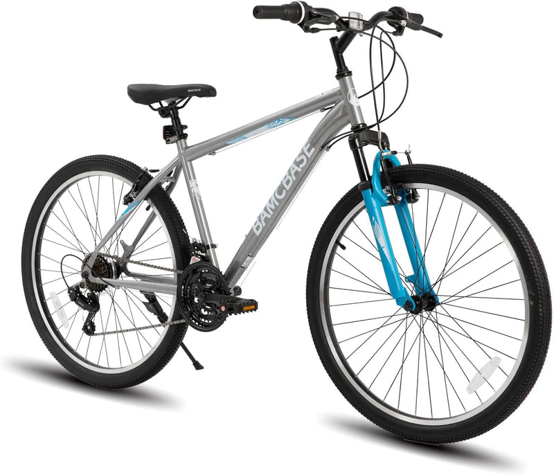 26/27.5 Inch Mountain Bike, Mens Womens MTB with 21 Speeds, High-Tensile Steel Frame, V Brake, Hardtail Bicycle for Adults Y5