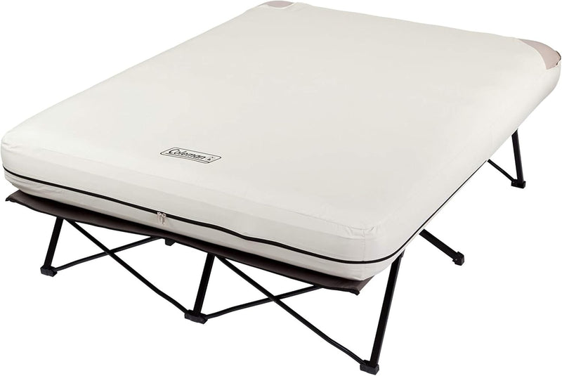 Camping bed, inflatable mattress and air pump set | Foldable camping bed and inflatable bed, equipped with side table and battery-powered air pump A7