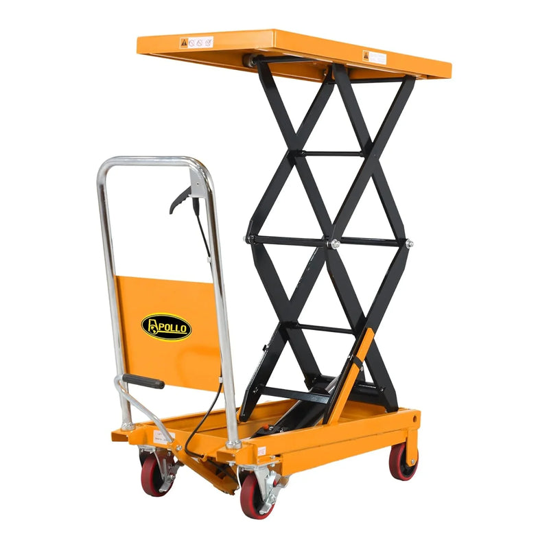 Hydraulic Lift Table Cart – 770 lbs Capacity, 51" Max Height, Double Scissor Lift with Safety Guard & 4 Wheels S0
