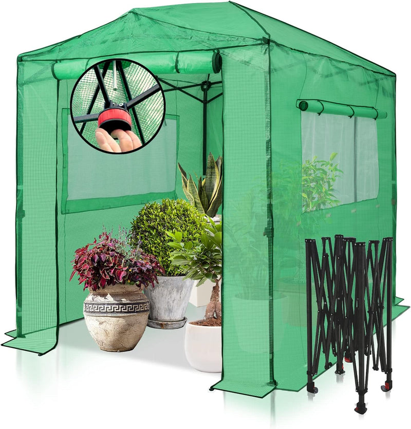 EAGLE PEAK 8x6 Portable, Heavy-Duty, Walk-in Pop-up Greenhouse, Indoor Outdoor Gardening Green House C2