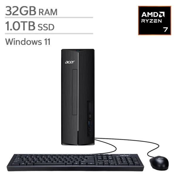 Acer Aspire Slim Desktop, AMD Ryzen 7 7730U - 32GB RAM, 1TB SSD V9